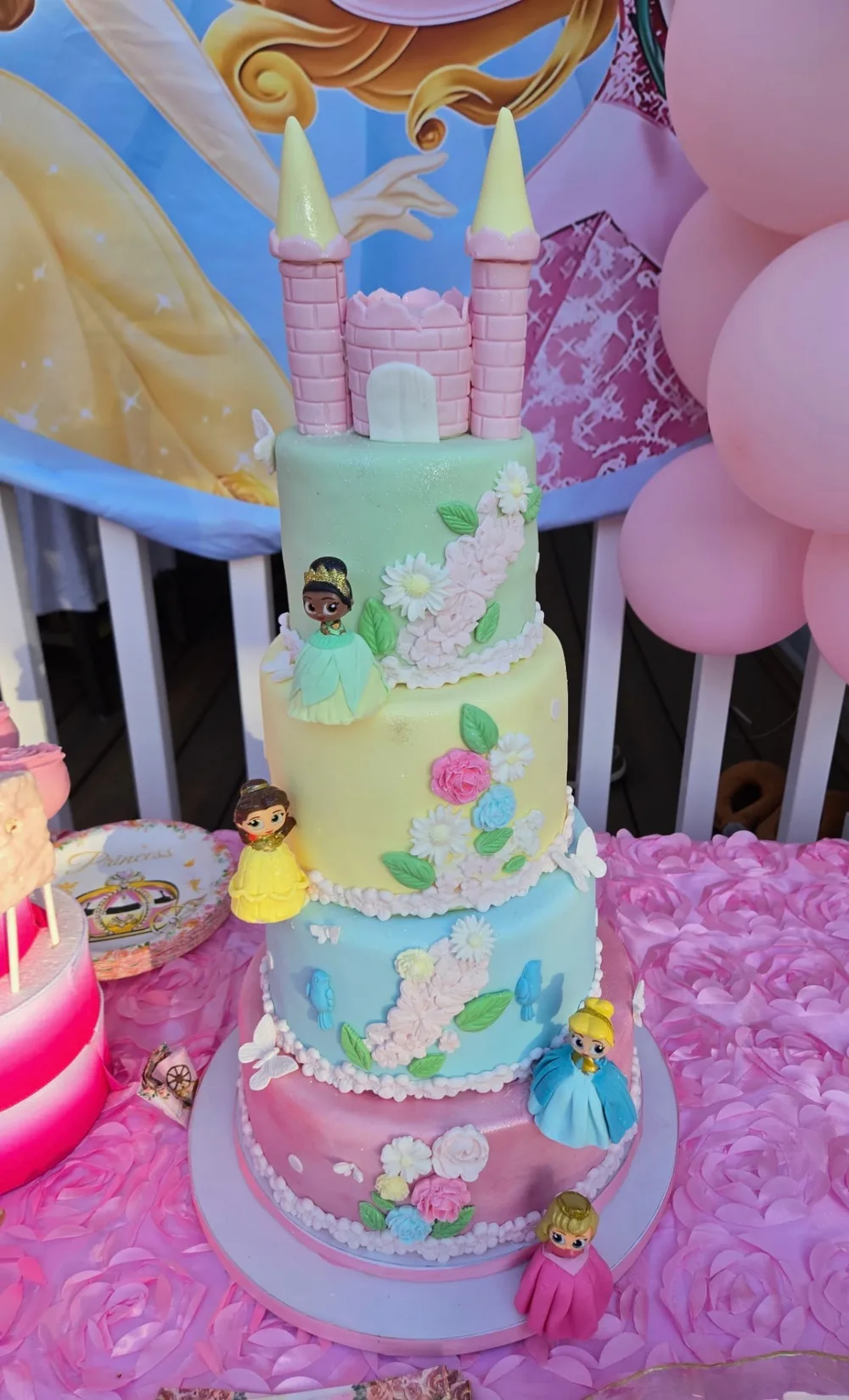 Pastel castle celebration cake