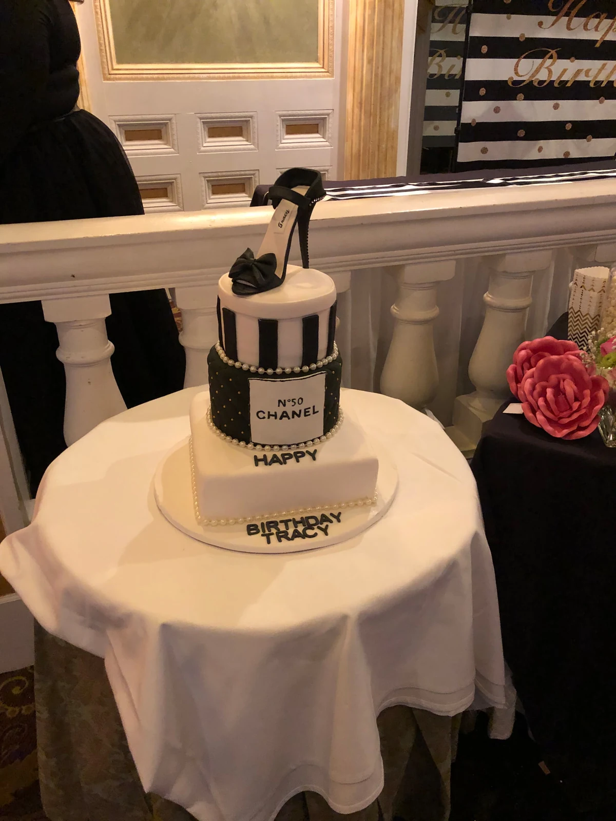 Black and ivory celebration cake